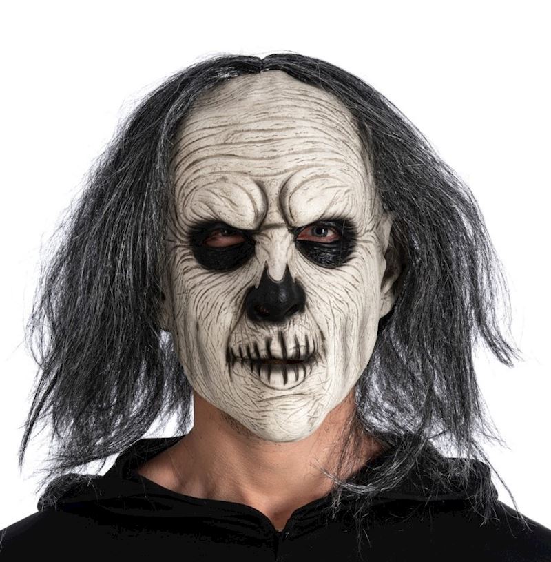 Maske Creepy Man mit Haaren aus Latex