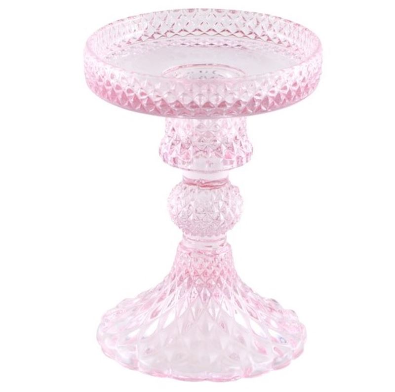 Kerzenhalter rosa aus Glas 8.8x11.8 cm