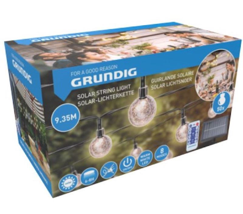 Grundig Solar Lichterkette 935x4x2.3 cm Warmlicht 8 Modes