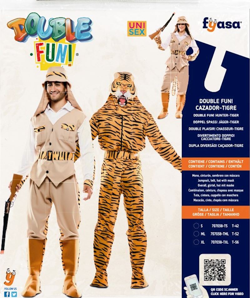 Costume chasseurs et tigres taille M/L combinaison, masque