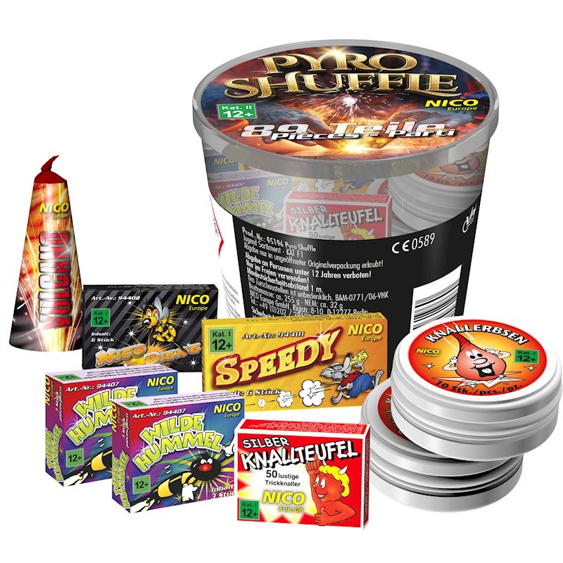 Pyro Shuffle, Kat. F1 89-teiliges Feuerwerkset
