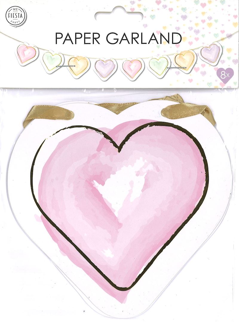 Papier Girlande mit 8 Herzen 2 m