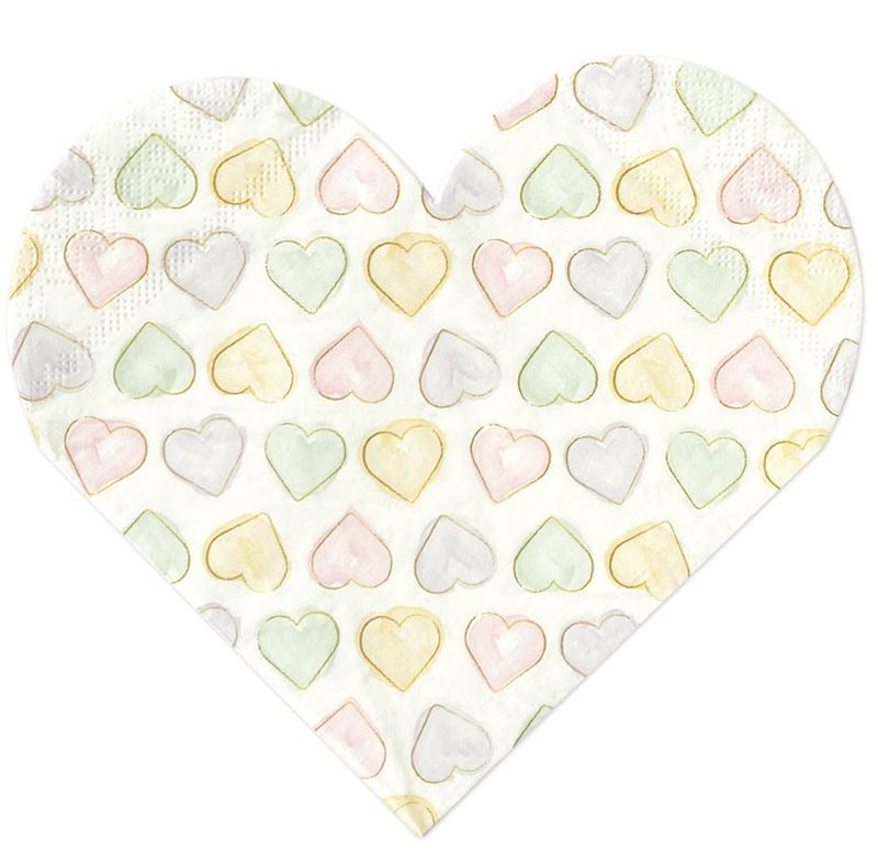 Servietten Herz 33x33 cm 20 Stk., 3-lagig, 17 cm