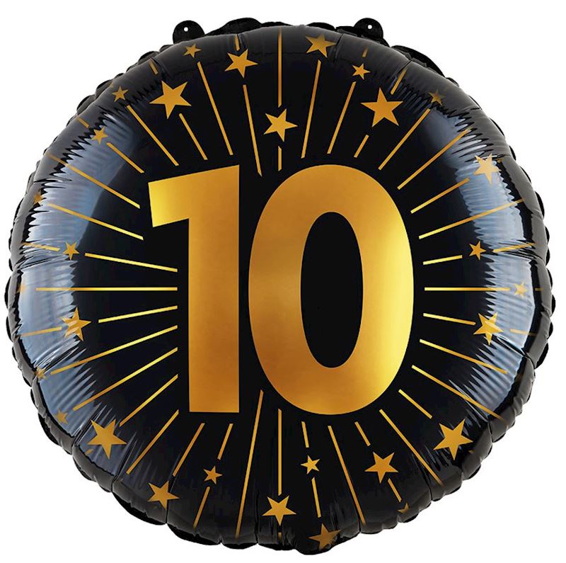 Folienballon 10, 45 cm Golden Celebrations im Beutel