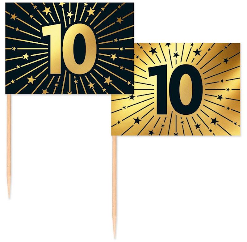 Party Picker Fahne 10, 50 Stk. Golden Celebrations