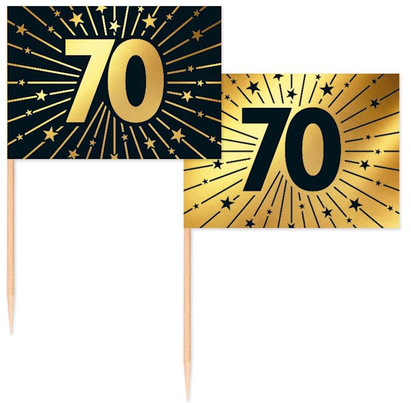 Party Picker Fahne 70, 50 Stk. Golden Celebrations