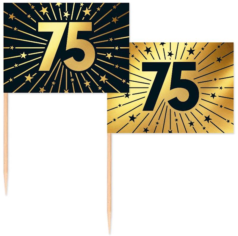 Party Picker Fahne 75, 50 Stk. Golden Celebrations