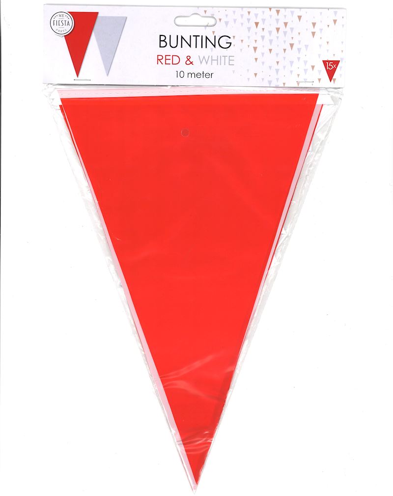 Wimpelkette rot weiss 10 m 20x30 cm Plastik