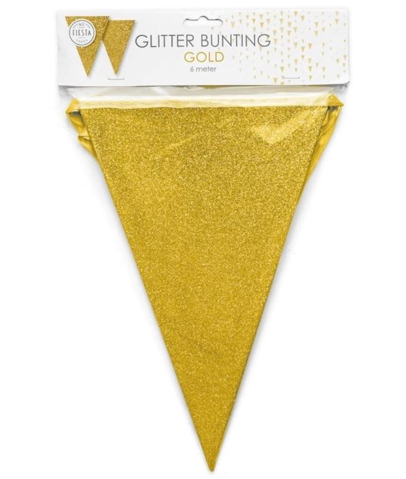 Wimpelkette glitzer gold 6 m 20x30 cm Karton