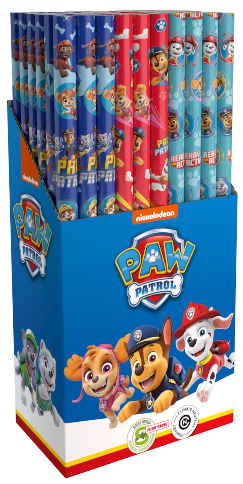 Geschenkpapier Paw Patrol 70x200 cm 3 sort.