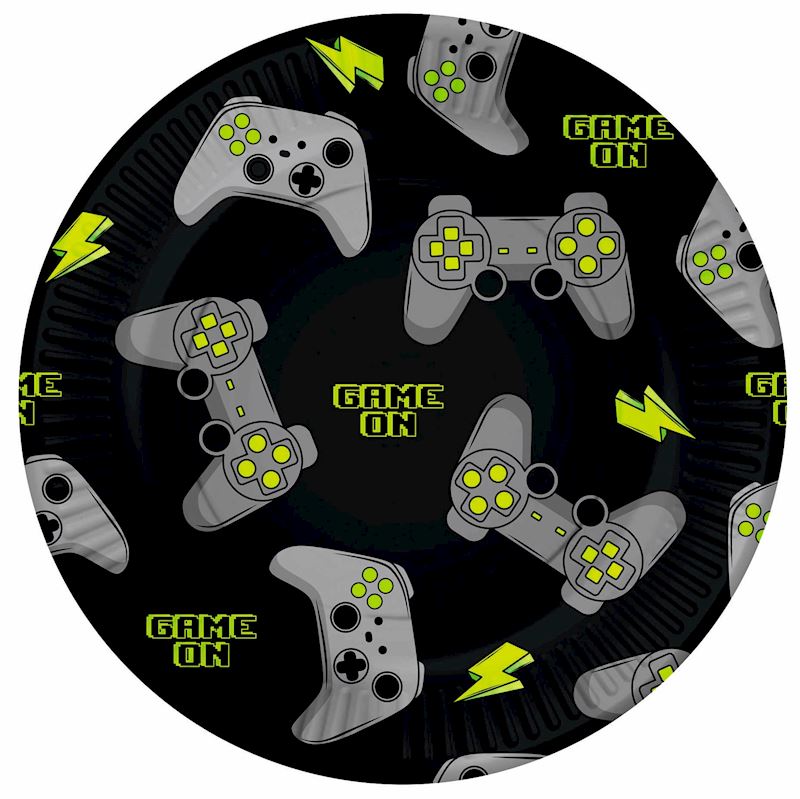 Partyteller Gaming 23 cm 8 Stk. aus Karton