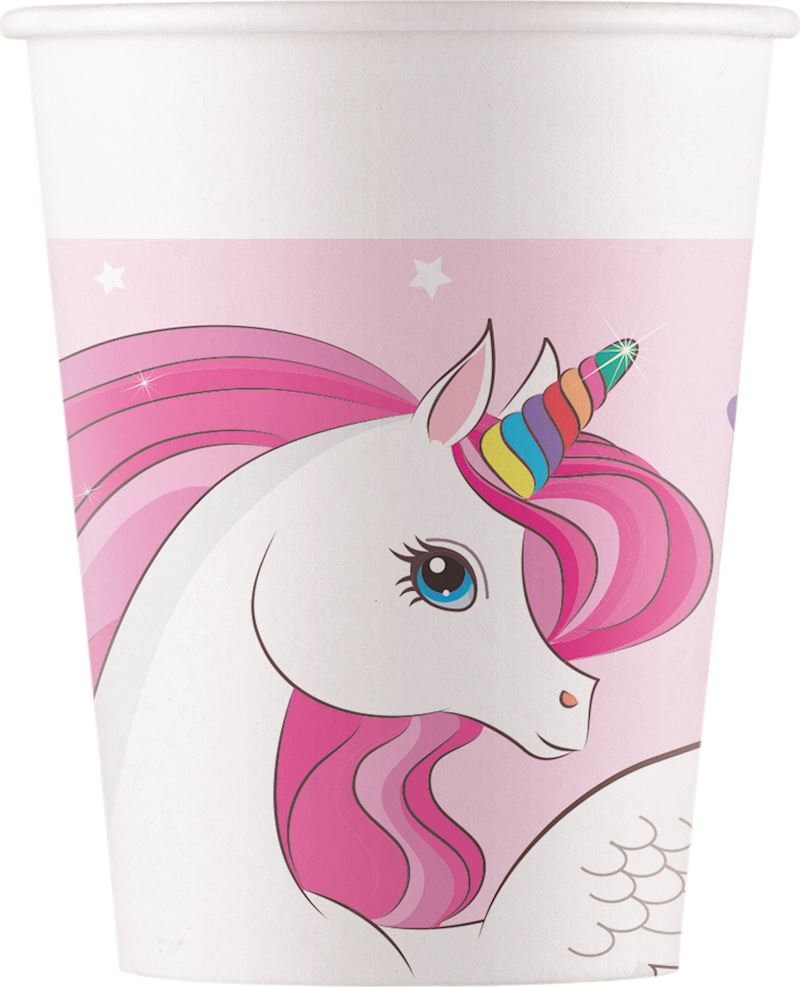 Partybecher Einhorn 200 ml 8 Stk. aus Karton