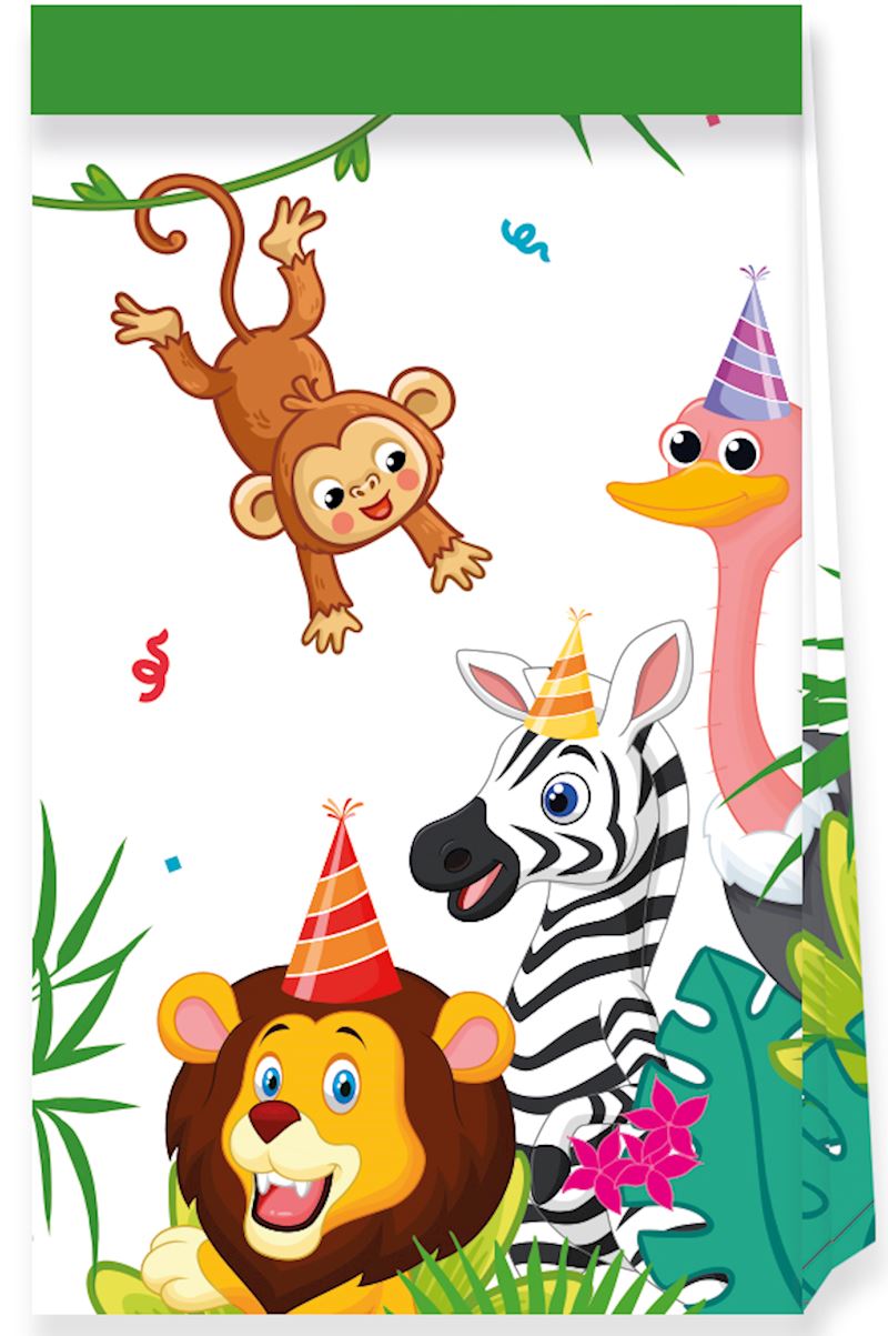 Partytüten Jungle Balloons 13x23 cm, 4 Stk. aus Papier