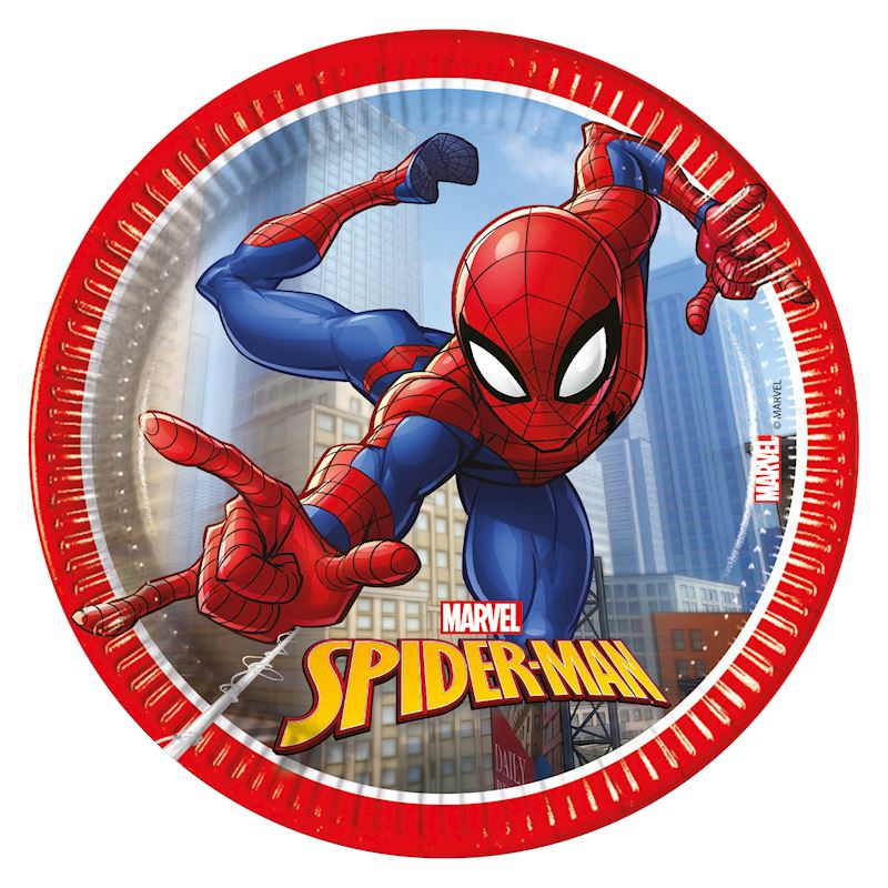 Partyteller Spiderman 8 Stk. 20 cm aus Karton