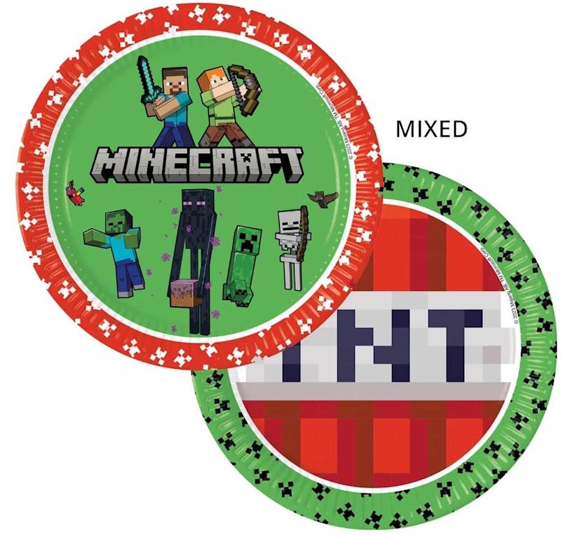 Partyteller Minecraft 23 cm 8 Stk. 2 Motive sort. im Pack