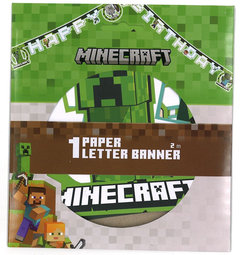Girlande Happy Birthday 2 m Minecraft aus Karton