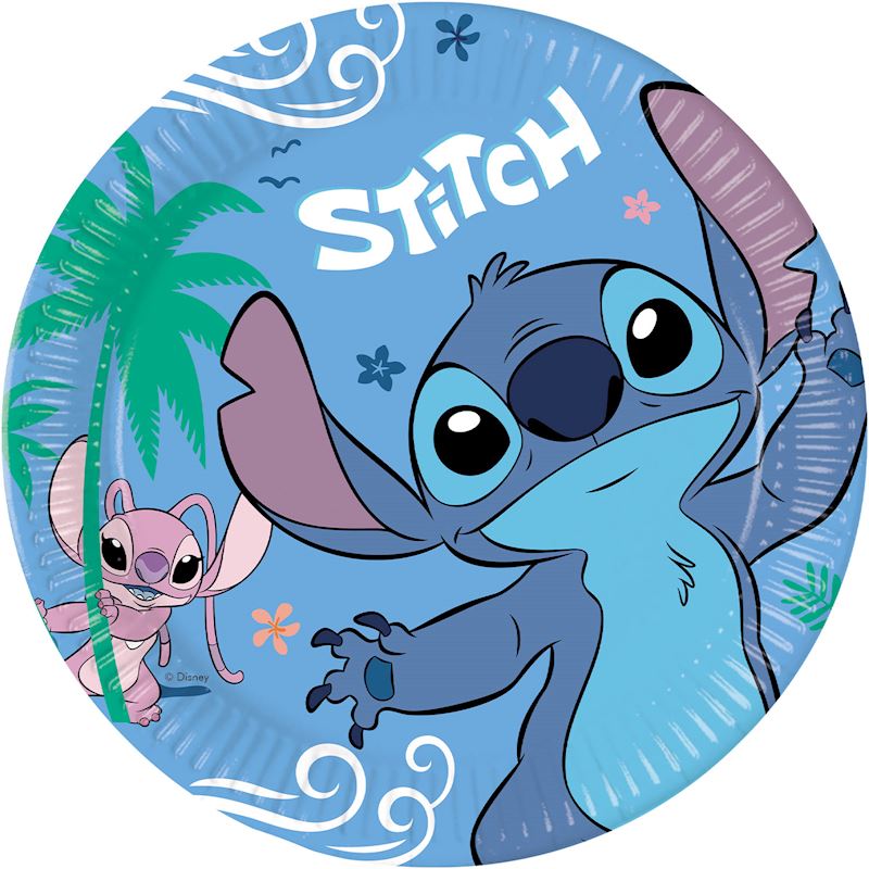 Partyteller Stitch & Angel 23 cm, 8 Stk. Karton