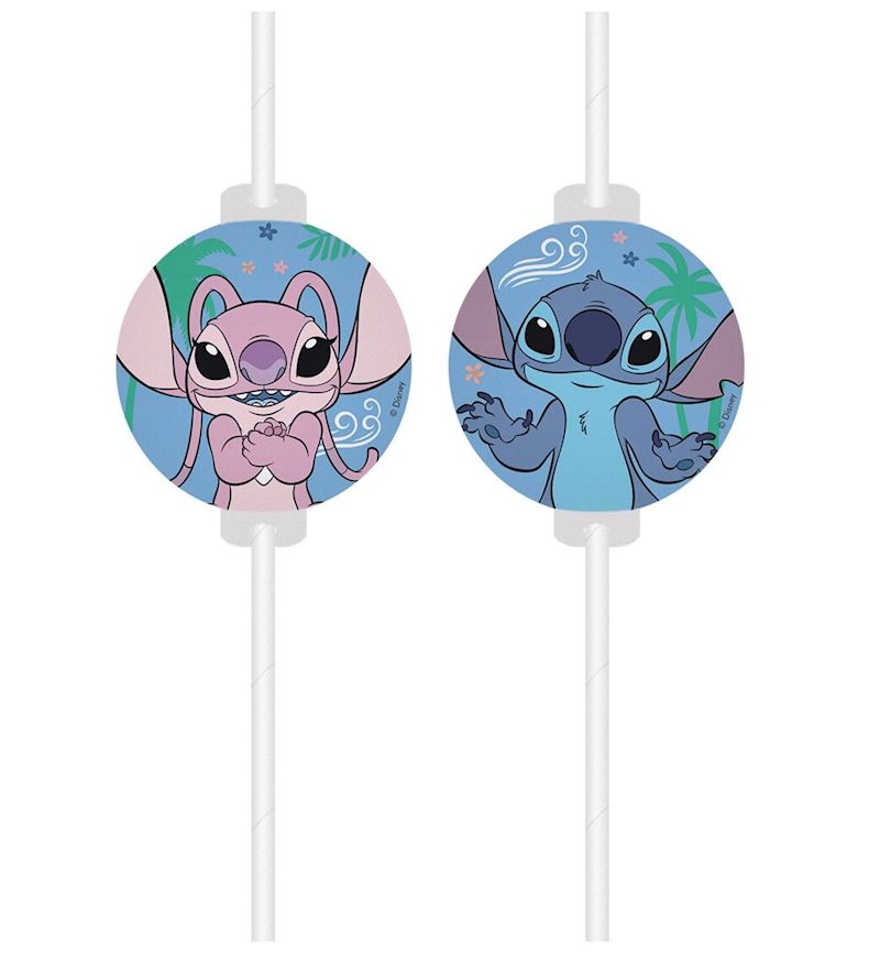 Papierstrohhalme Stitch & Angel 4 Stk.