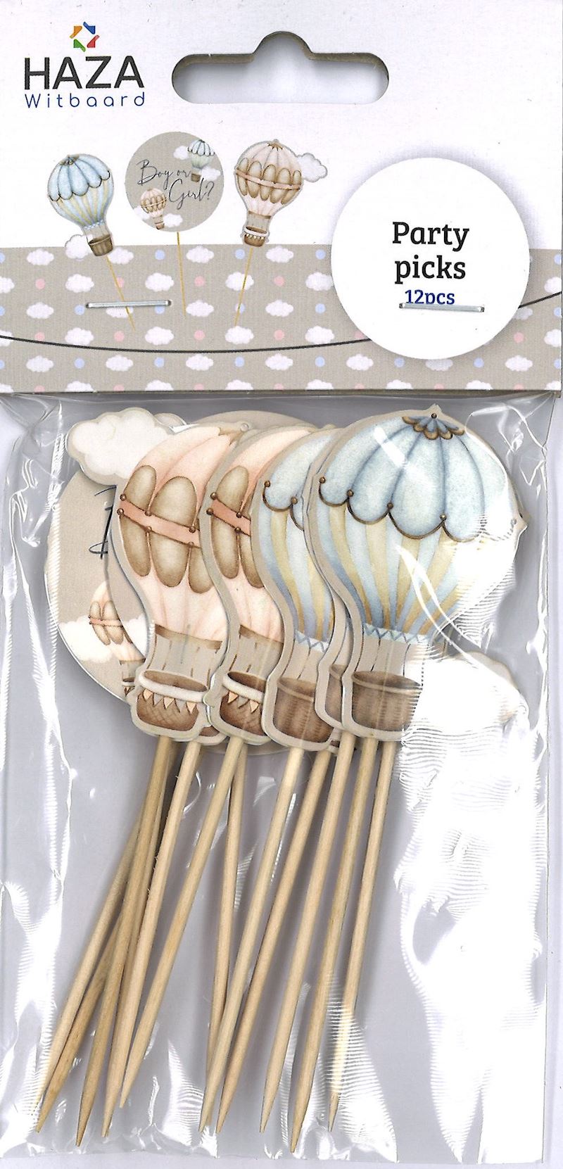 Partypicker Baby gender reveal 12 Stk. Heissluftballon