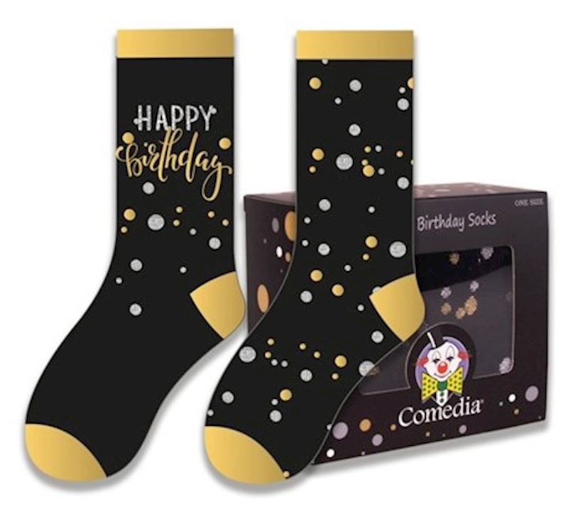 Geschenksocken Happy Birthday gold 2 Paar Onesize