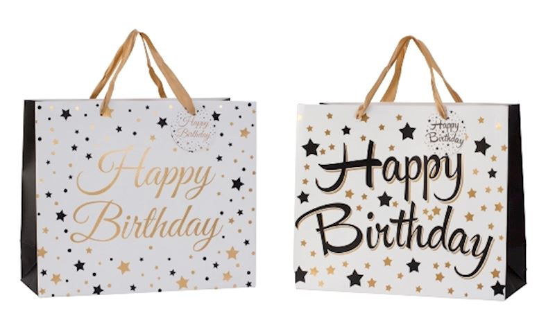 Geschenktasche Happy Birthday 31x26x12cm 2xsort.