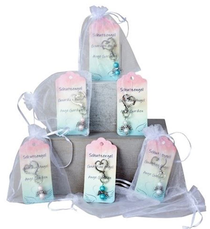 Porte-clés ange gardien 6.2cm en sachet d'organza