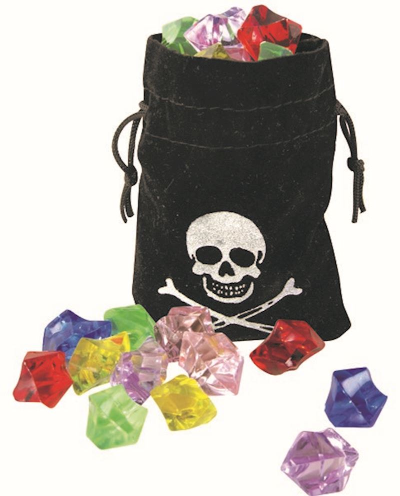 Piratenbeutel mit farbigen Edelsteinen 8x12 cm
