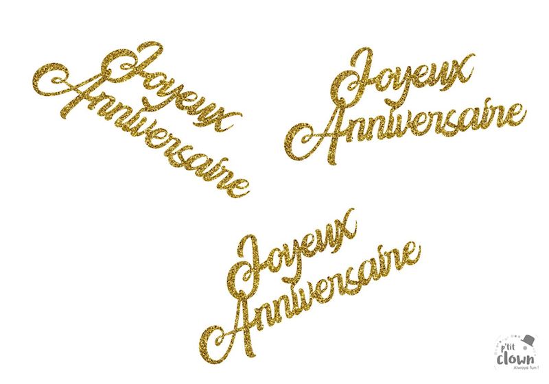 Tischkonfetti 30 Stk., gold Joyeux Anniversaire ca. 9 cm