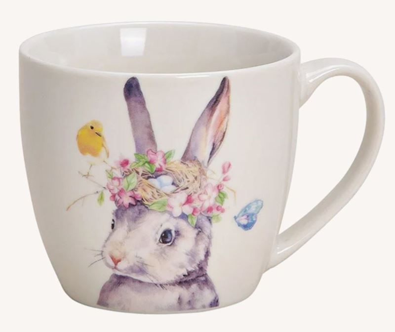 Porzellan Tasse Hase Dekor bunt, 13x9x10 cm, 350 ml