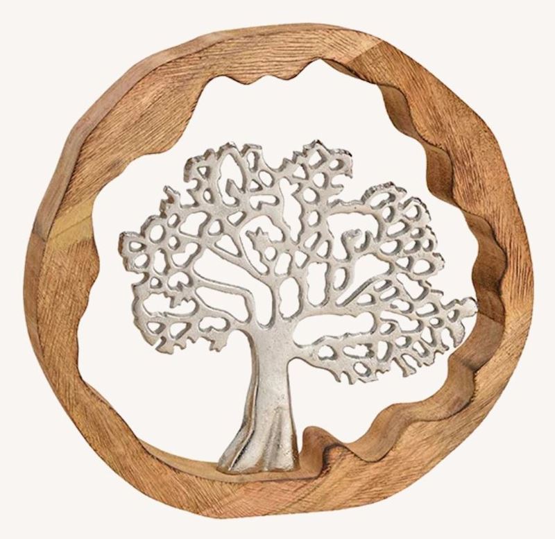 Baum aus Metall in Mangoholz Kreis 30x29x5 cm
