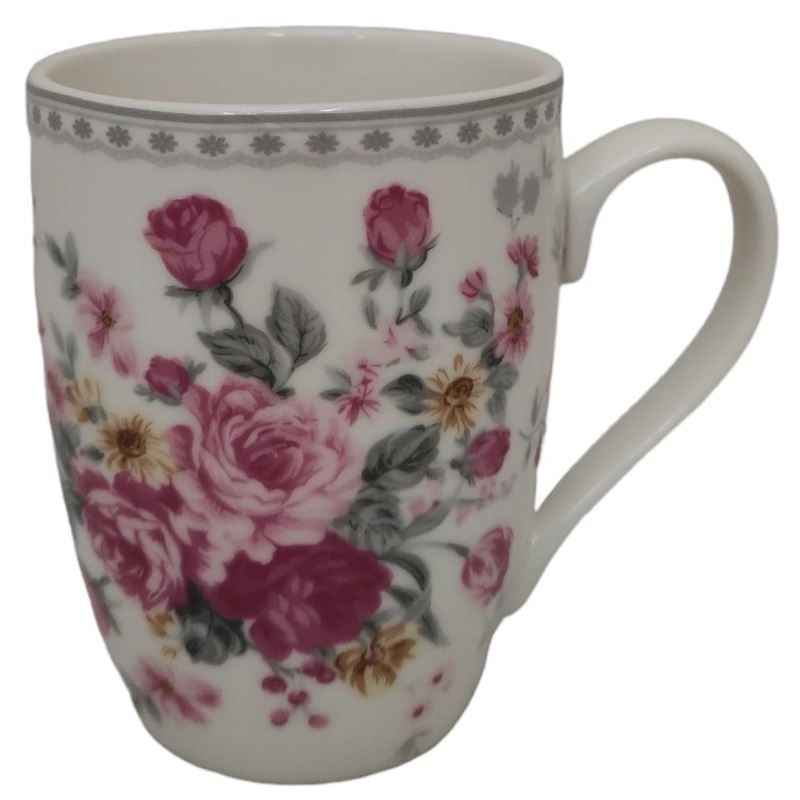 Tasse décorée de roses en porcelaine 13x12x9 cm 300ml