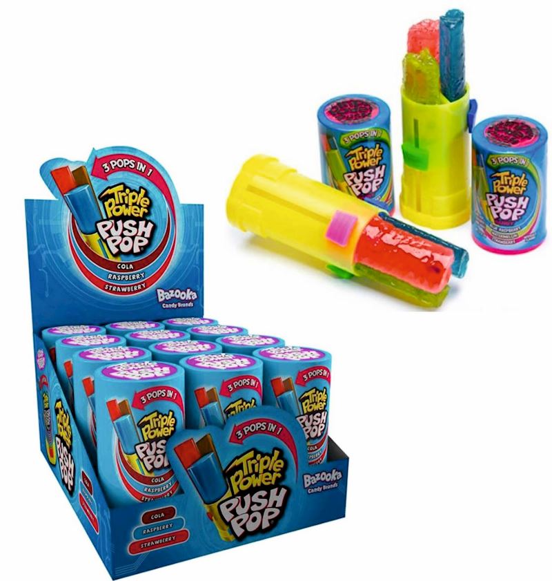 Bazooka Triple Push Pop 34g 3 Pops in 1