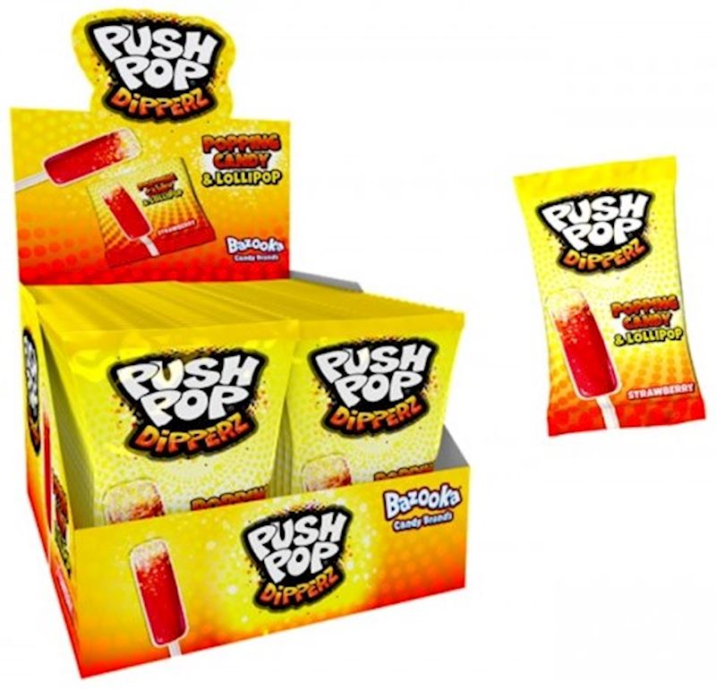 Bazooka Push Pop Dipperz 12g Popping Candy & Lollipop