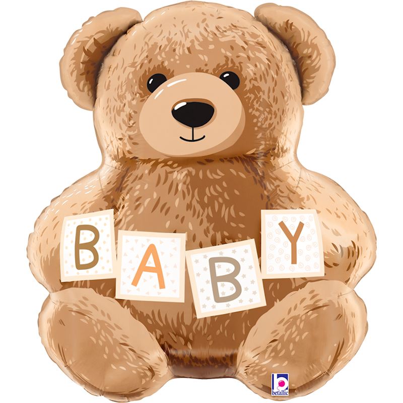 Ballon alum. Teddy Baby 61 cm emballé individuellement