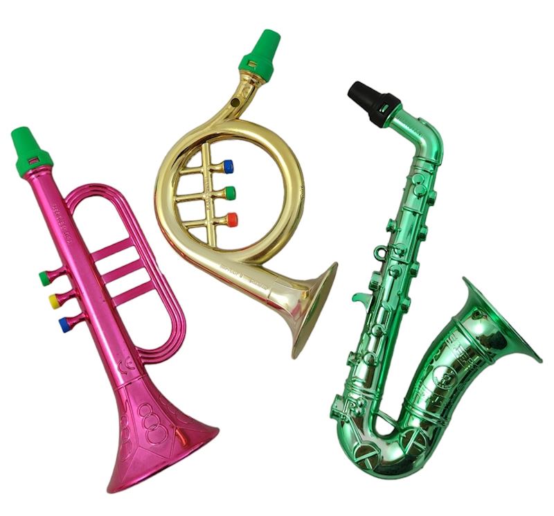 Mini Musikinstrument Elox 15cm 3xsort. Trompete, Sax, Horn