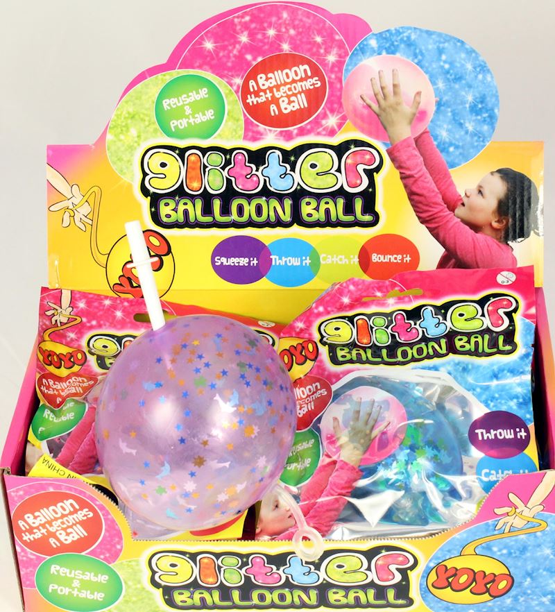 Yoyo Glitter Balloonball zum Aufblasen 4 Farben