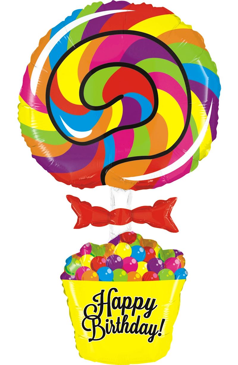 Folienballon Lollipop Birthday 102cm, im Beutel