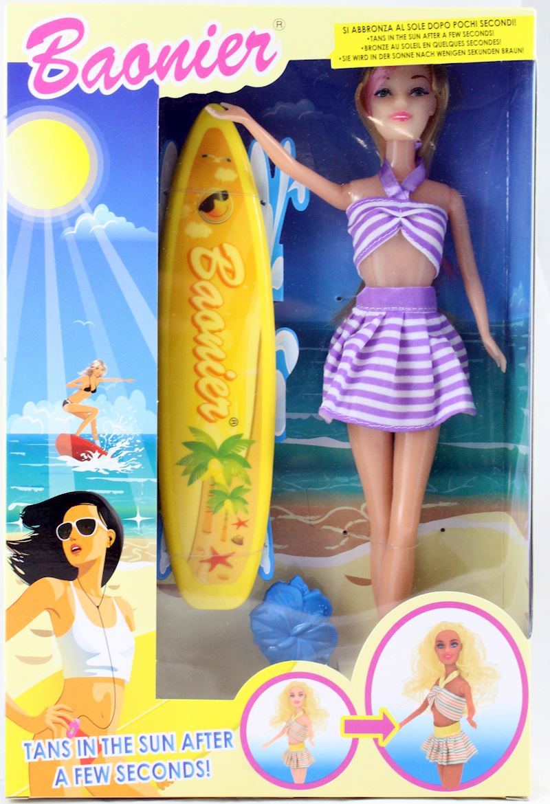 Set de poupées Surfeuse 3xsort. poupées bronzant au soleil