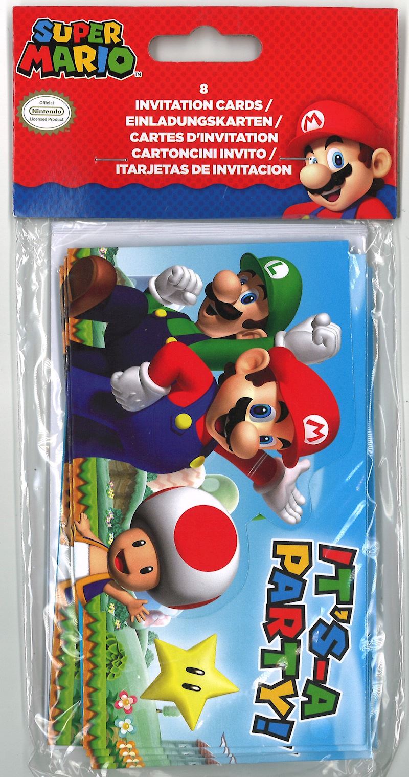 Einladungskarten Super Mario 8 Stck. inkl. Kuverts