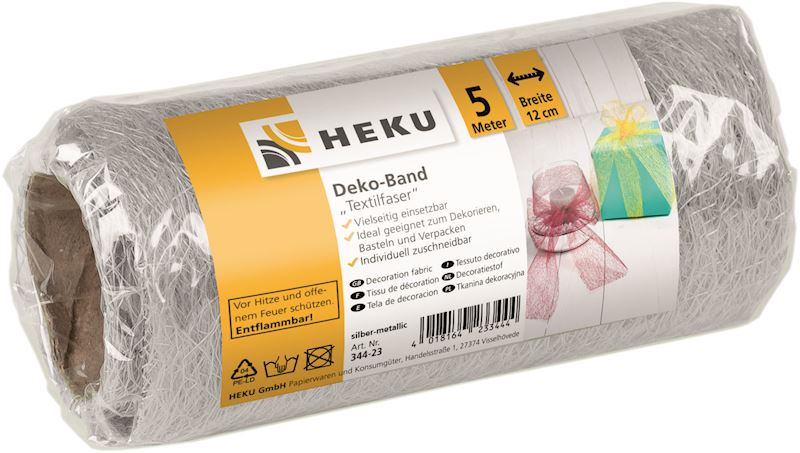 Deko-Band Textilfaser 2m, silber-metallic