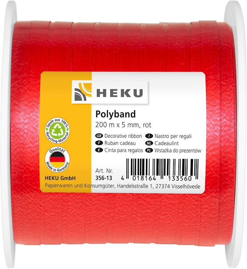 Bande poly rouge 200mx5mm 