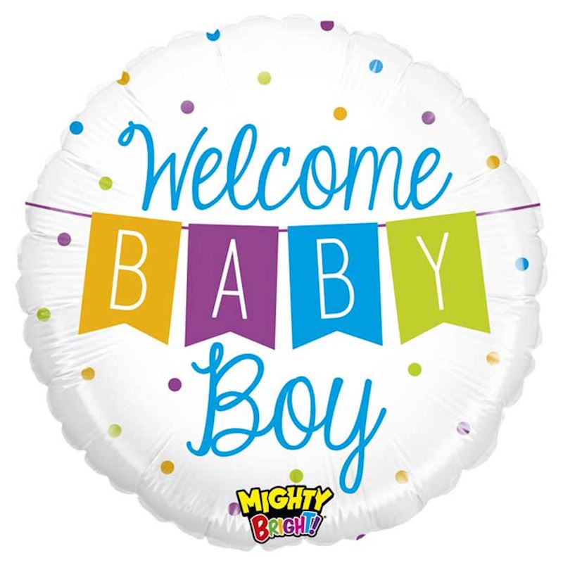Folienballon Welcome Baby Boy 53cm, im Beutel