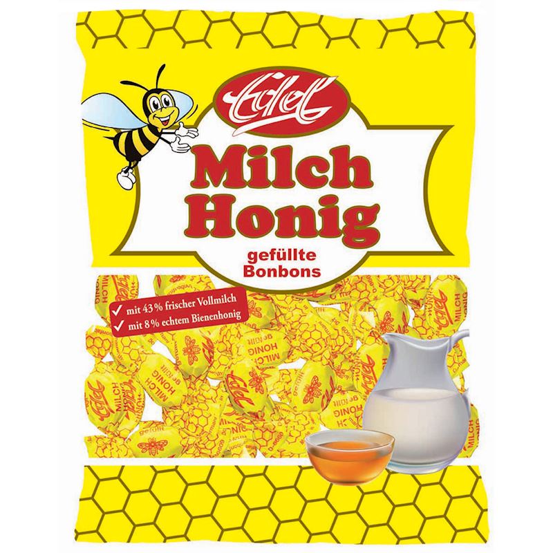 Edel Milch-Honig Bonbons im Flachbeutel 90g