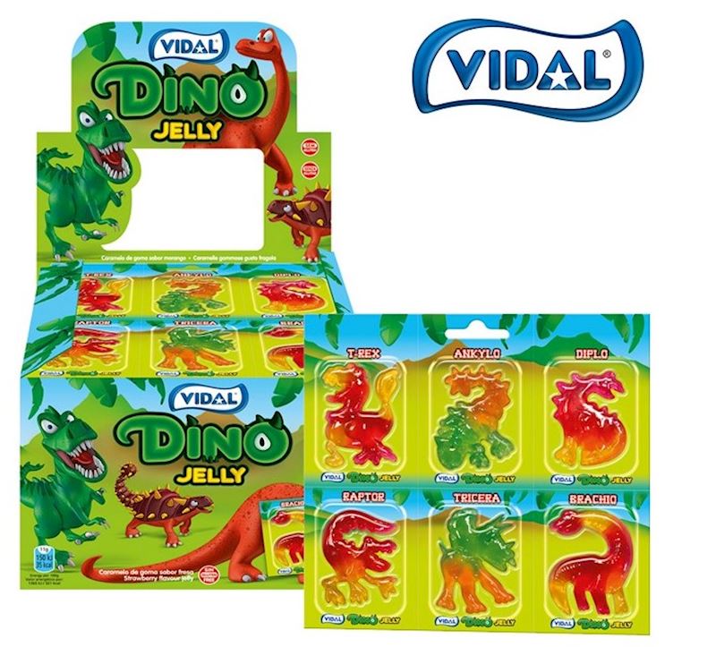 Vidal Dino Jelly 6xsort. 11 g Gomme aux fruits Dinos