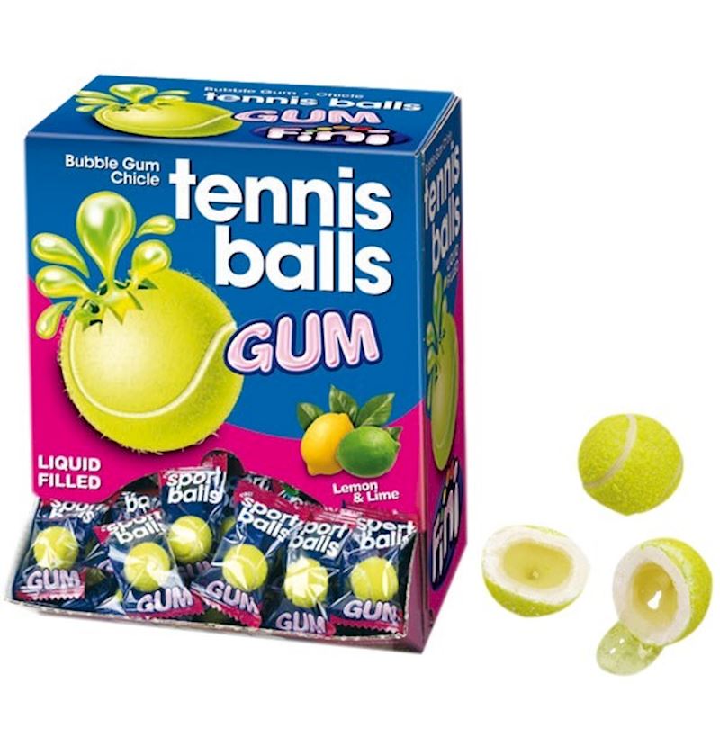 FINI Tennis Balls Kaugummi 5 g Lemon & Lime flüssig gefüllt