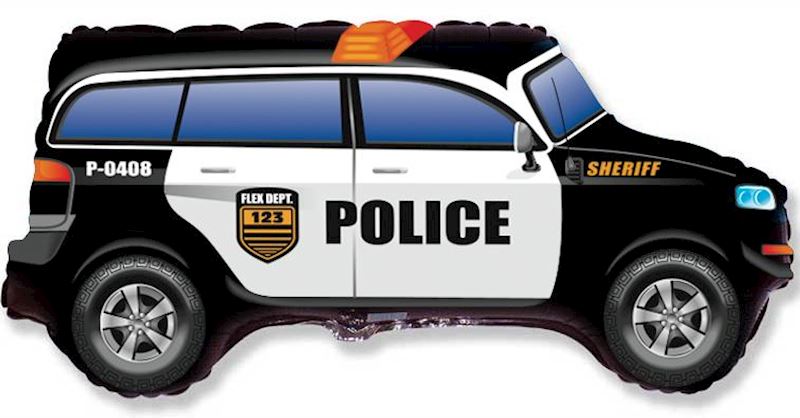 Folienballon offen Polizeiauto schwarz/weiss 85cm