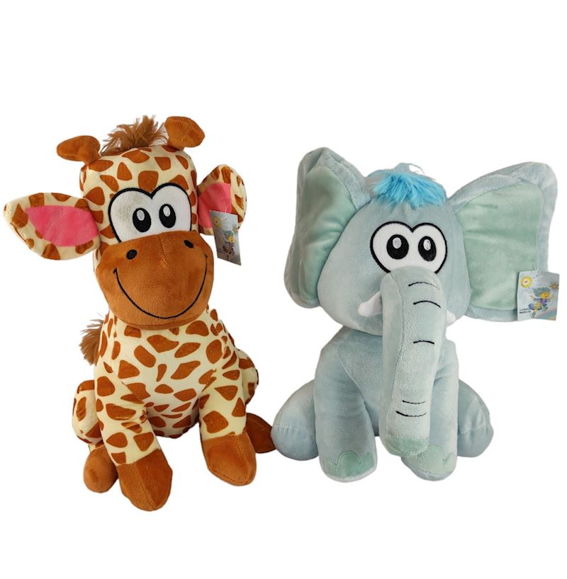 Peluche girafe éléphant 30 cm 