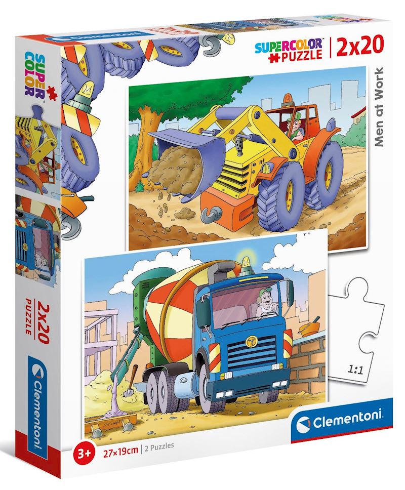 Puzzles pour enfants 2x20cm 27x19cm, véhicules de chantier
