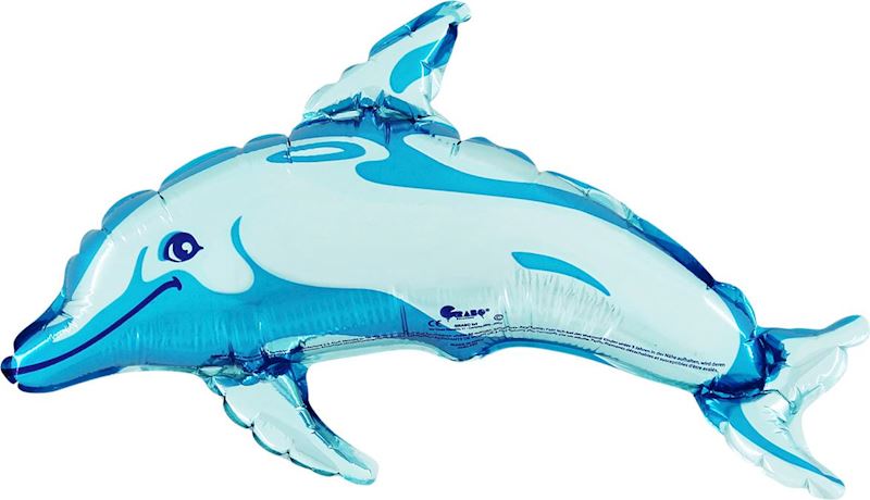 Folienballon offen Delphin blau Mini