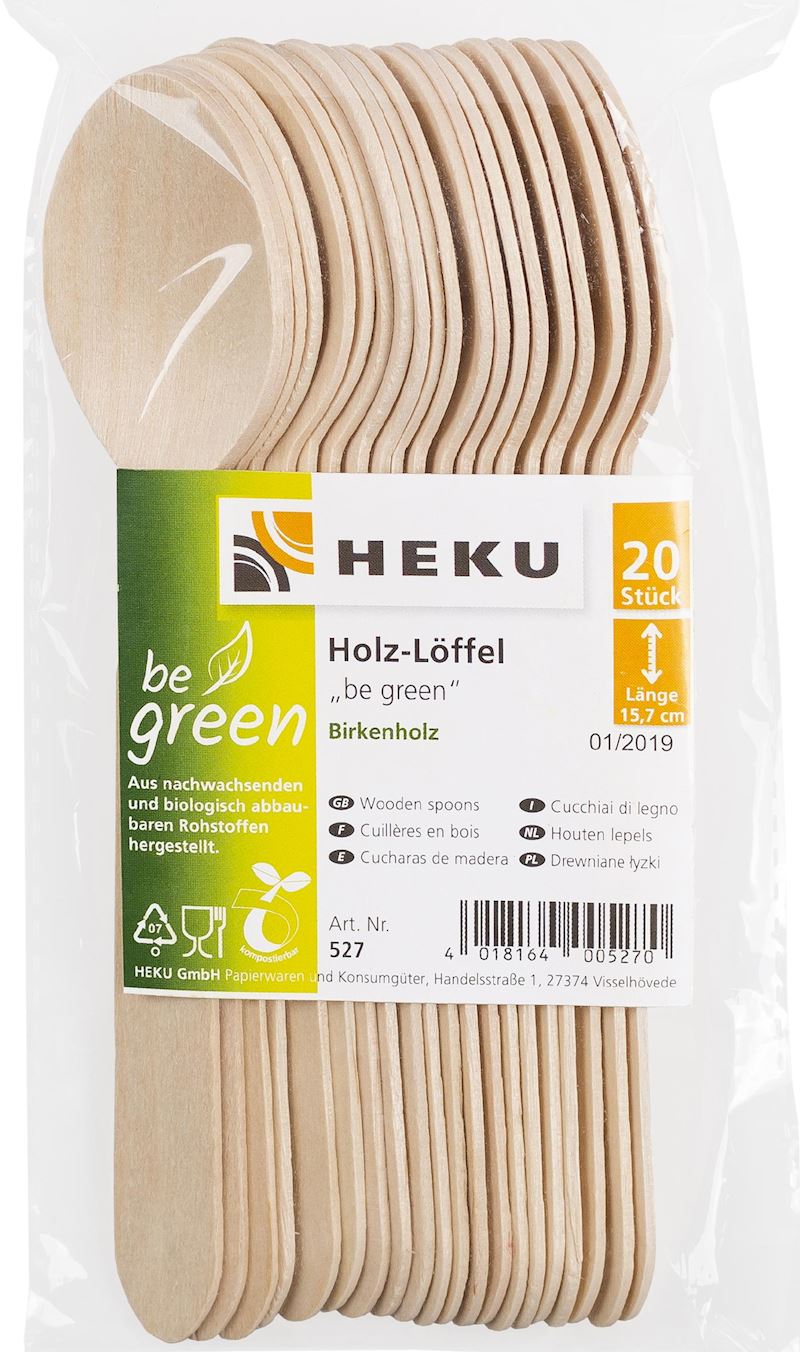 Holz-Löffel be green 20 Stk. 16.5cm Birkenholz